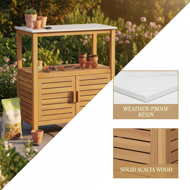 Outdoor Potting Bench Acacia W - Workbench Woodworking review and price