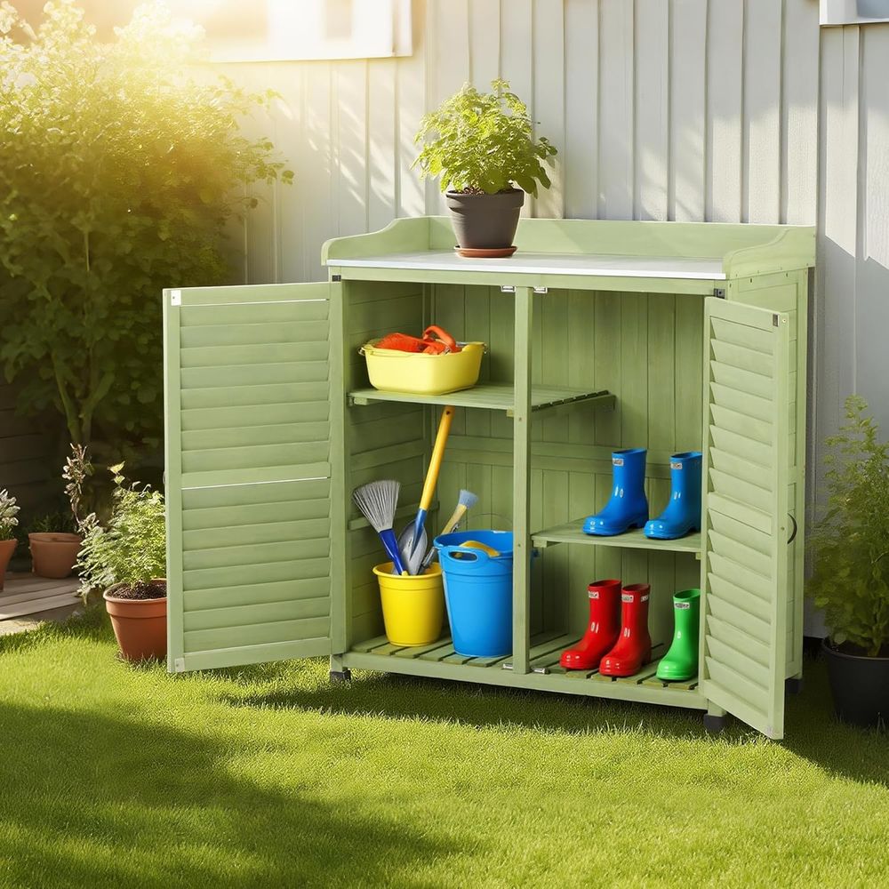 Outdoor Potting Bench with Met - Workbench Woodworking review and price