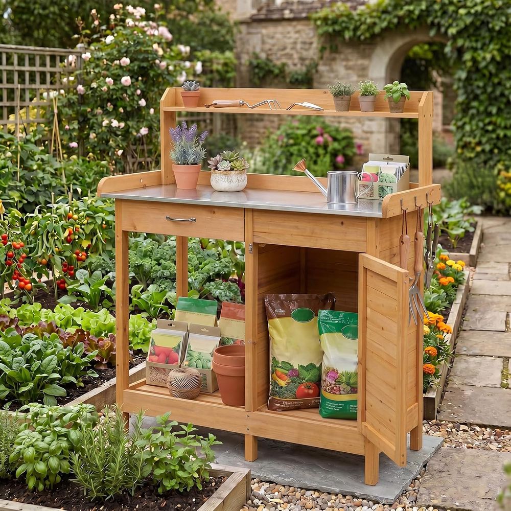 Outdoor Potting Bench Table Wo - Workbench Woodworking review and price