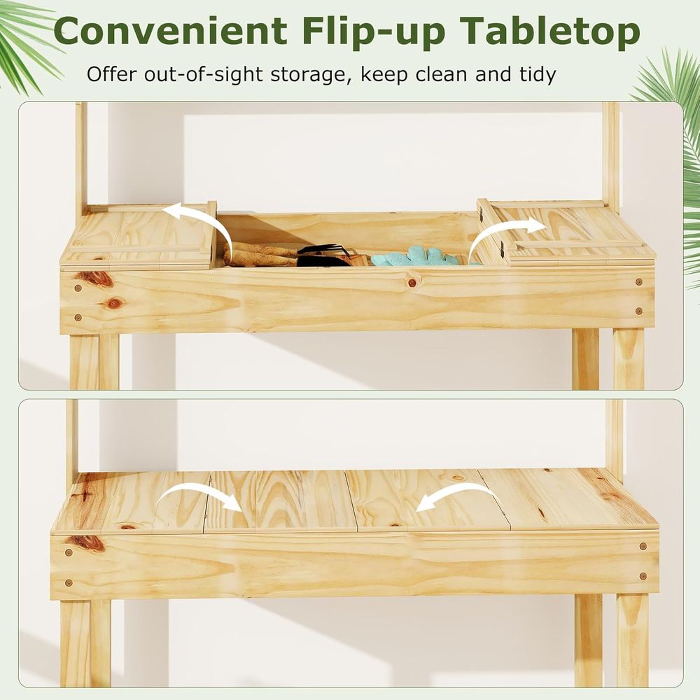 Potting Bench Table, 60” Wood  - Workbench Woodworking review and price
